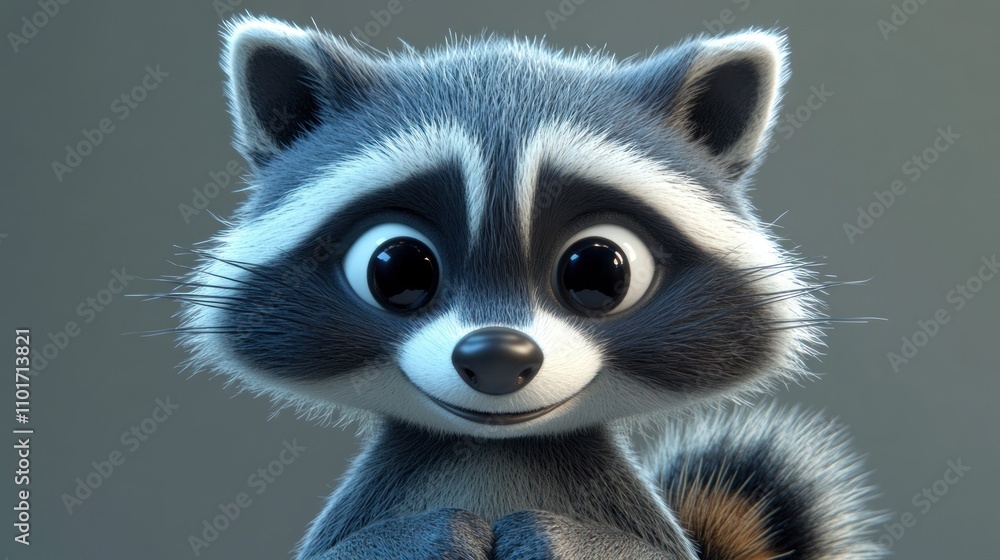 Adorable Cartoon Raccoon Portrait Close Up Adorable Cartoon Raccoon Portrait Close Up