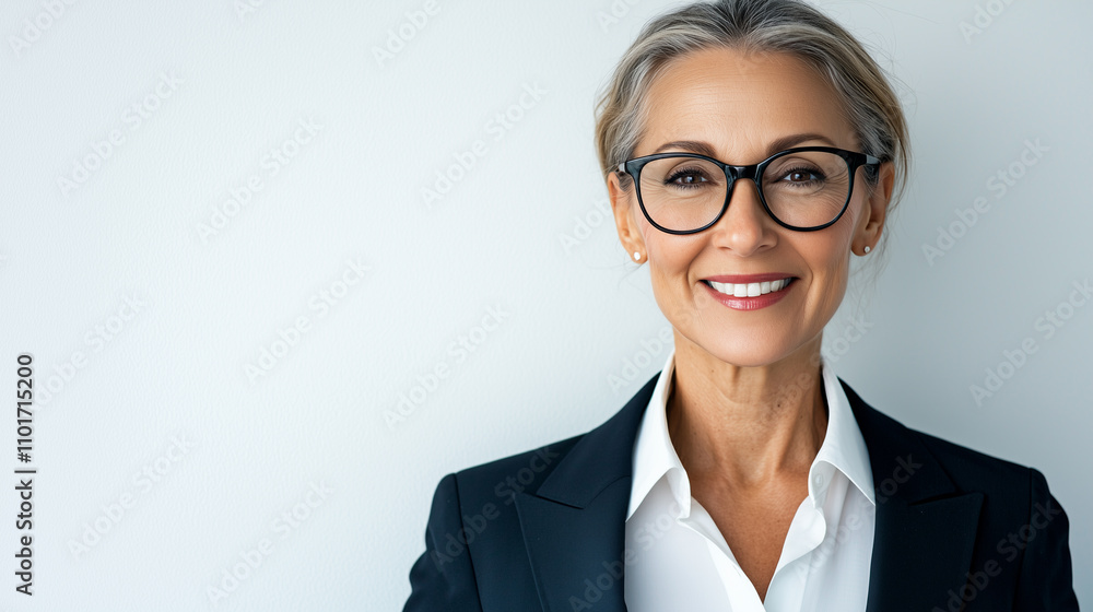 Professional Portrait of a Mature Businesswoman Wearing Eyeglasses Professional Portrait of a Mature Businesswoman Wearing Eyeglasses