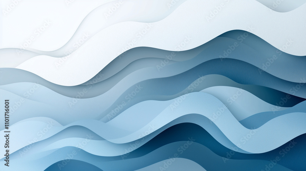 Abstract layered waves in blue and white gradient Abstract layered waves in blue and white gradient
