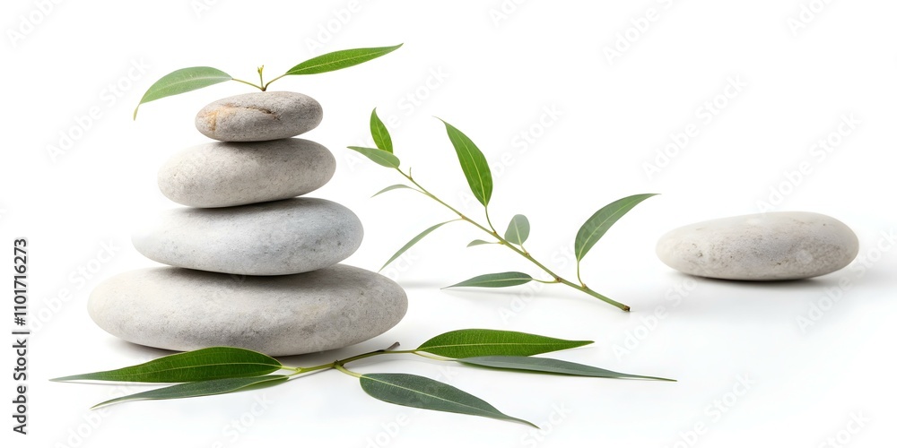 Floating Zen Stones Levitating Eucalyptus Sprigs Symbolizing Balance Wellness Spa Retreats Floating Zen Stones Levitating Eucalyptus Sprigs Symbolizing Balance Wellness Spa Retreats