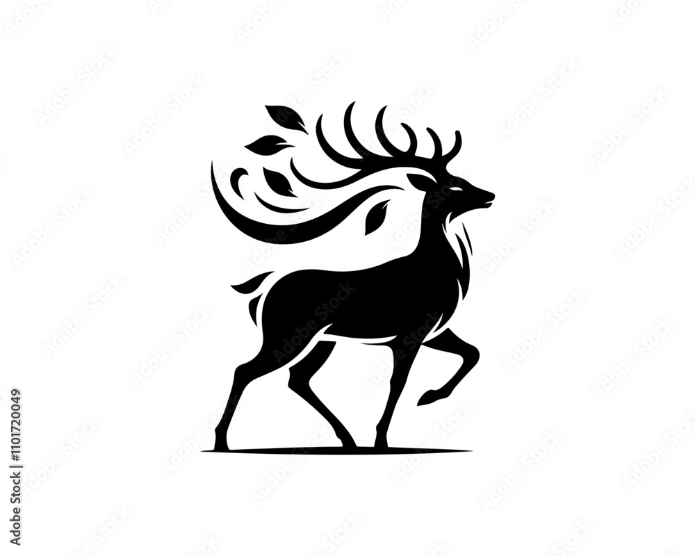 Obraz premium silhouette Deer logo vector illustration
