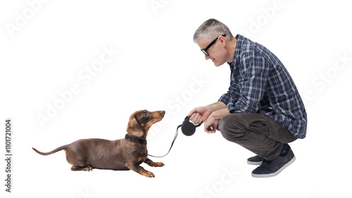 Portrait of a pet owner and his dog photo