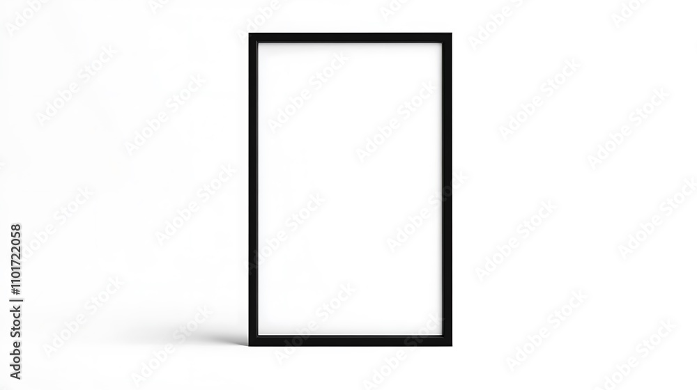 Sleek Black Frame Mockup: Clean 3D Render on White Background. AI Generated Sleek Black Frame Mockup: Clean 3D Render on White Background. AI Generated