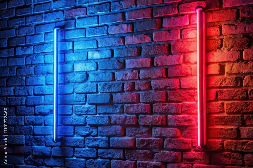 a brick wall with a red and blue light and a red and blue light a brick wall with a red and blue light and a red and blue light