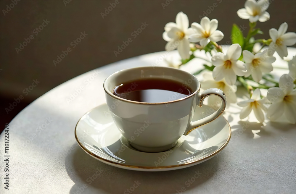Glass mug tea on light background, drink for restaurant menu. AI Generative Glass mug tea on light background, drink for restaurant menu. AI Generative