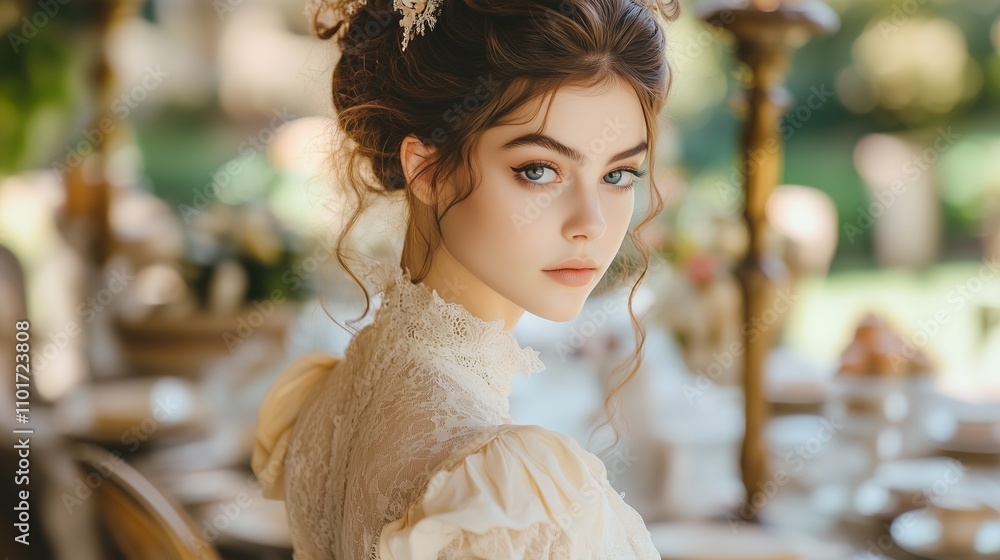 Naklejka premium Bridgerton tea party dress