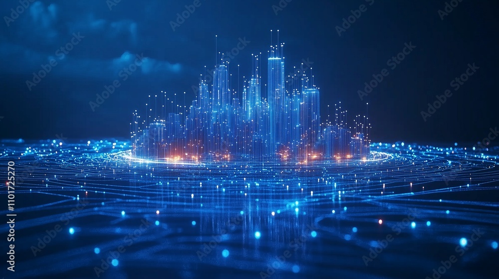 Wi-Fi smart city or network. Low poly wireframe. Wi-Fi smart city or network. Low poly wireframe.