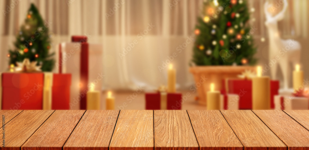 Festive Candlelit Gifts and Christmas Tree Scene 3D Render. Festive Candlelit Gifts and Christmas Tree Scene 3D Render.