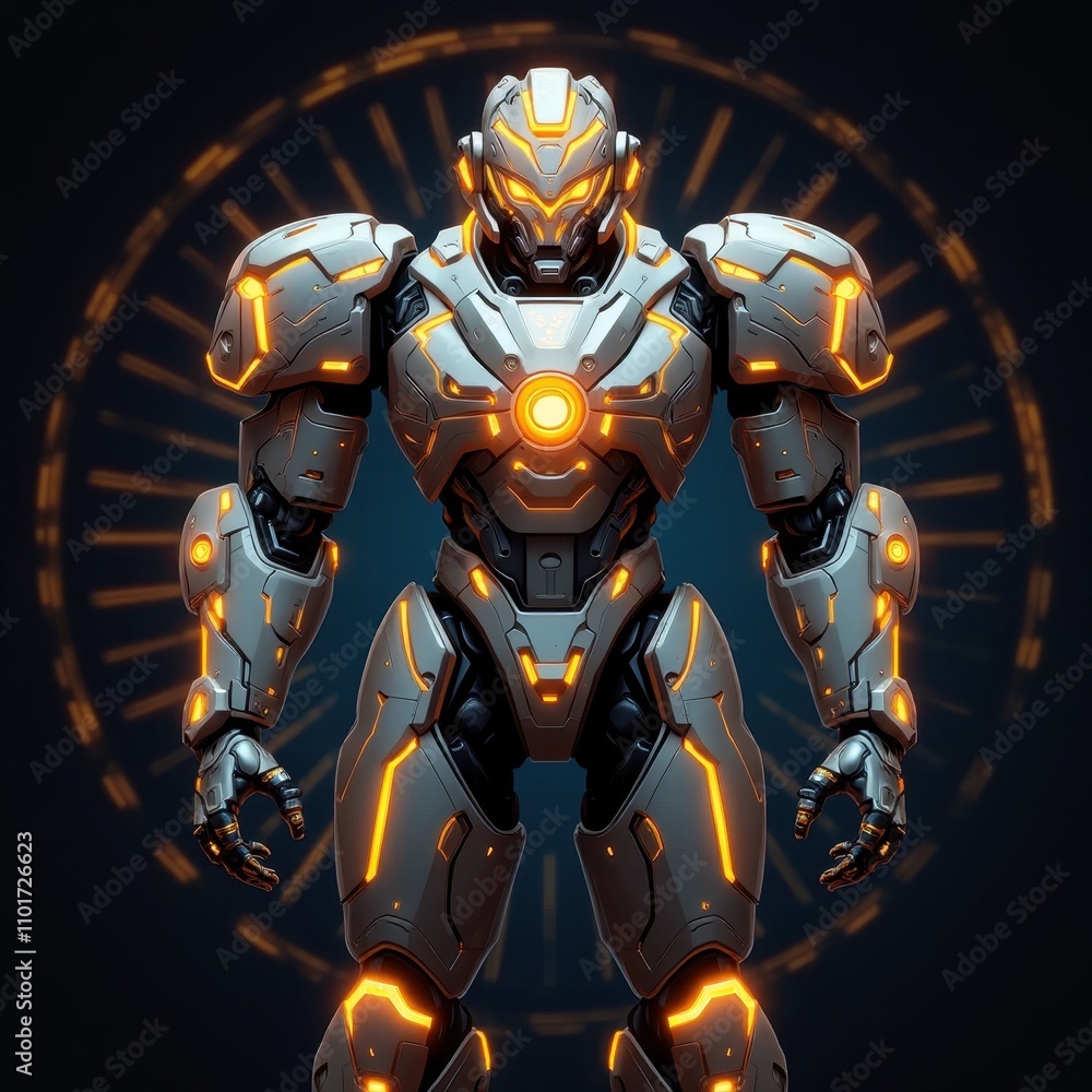 Naklejka premium Glowing Mech Suit Icon