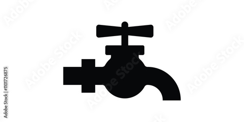 Faucet icon. Water tap, Bathroom faucet symbol flat icon.