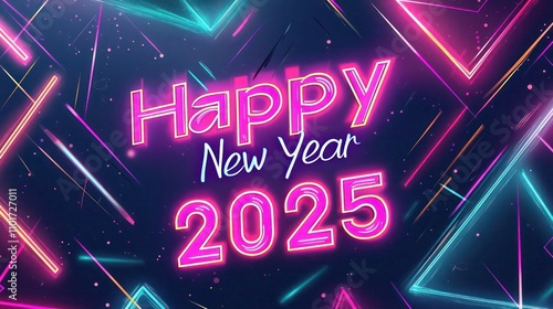 Wallpaper Mural Neon-lit retro geometric shapes combined with modern digital holographic effects.  Torontodigital.ca