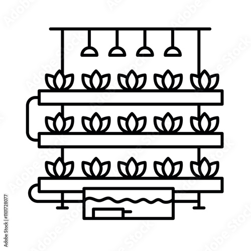 Vertical greenhouses black line icon. Smart agriculture.
