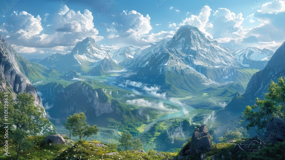 A breathtaking view of a mountain range, showcasing the majesty and beauty of the natural world A breathtaking view of a mountain range, showcasing the majesty and beauty of the natural world