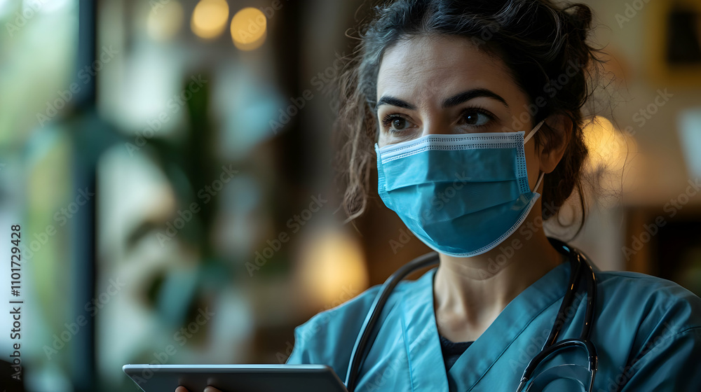 Nurse Assists Elderly Patient via Telemedicine in Cozy Living Room with Copy Space Nurse Assists Elderly Patient via Telemedicine in Cozy Living Room with Copy Space