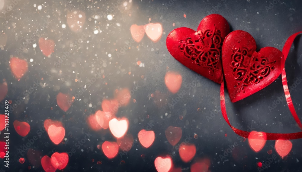 Romantic Valentines Day Panorama Banner with Abstract Red Hearts - Elegant Design for Love-Themed Celebrations, Special Occasions, and Festive Decorations in Vibrant Red Tones Romantic Valentines Day Panorama Banner with Abstract Red Hearts - Elegant Design for Love-Themed Celebrations, Special Occasions, and Festive Decorations in Vibrant Red Tones