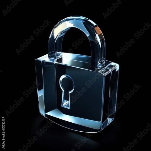 A transparent glass lock symbolizing security and protection against unauthorized access. photo