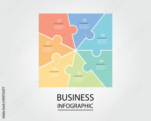 Business Infographic modern design template for banners and infographics for 7 jigsaw square step