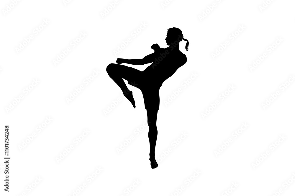 muay thai martial arts stance silhouette. muay thai knee kick muay thai martial arts stance silhouette. muay thai knee kick