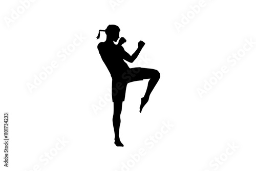 silhouette of muay thai martial arts stance