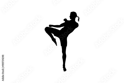 muay thai martial arts stance silhouette. muay thai knee kick