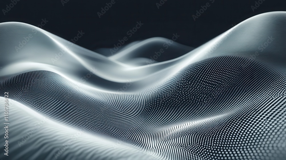 Abstract digital landscape with flowing curves and dotted texture. Abstract digital landscape with flowing curves and dotted texture.
