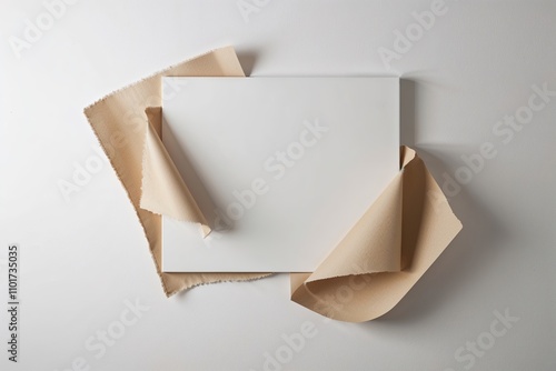 Frayed Paper Edges Floating on a Clean White Canvas