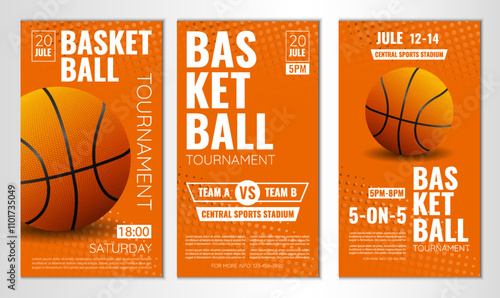 Vector illustration about basketball tournament, match, game. Use as advertising, invitation, banner, poster

