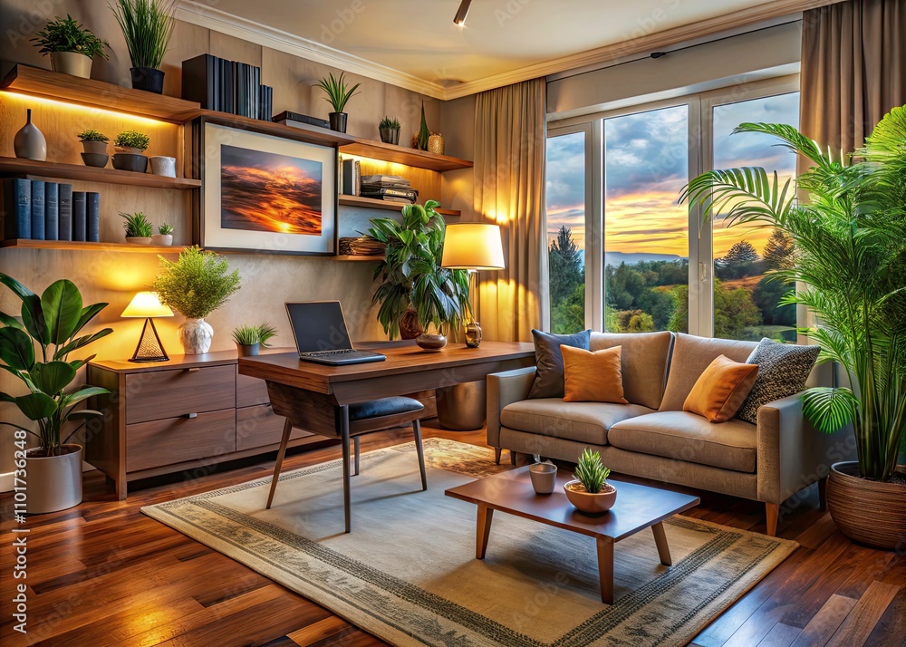 Cozy Living Room Home Office for Remote Work – Embracing the Work From Home Trend in a Safe and Comfortable Environment Cozy Living Room Home Office for Remote Work – Embracing the Work From Home Trend in a Safe and Comfortable Environment