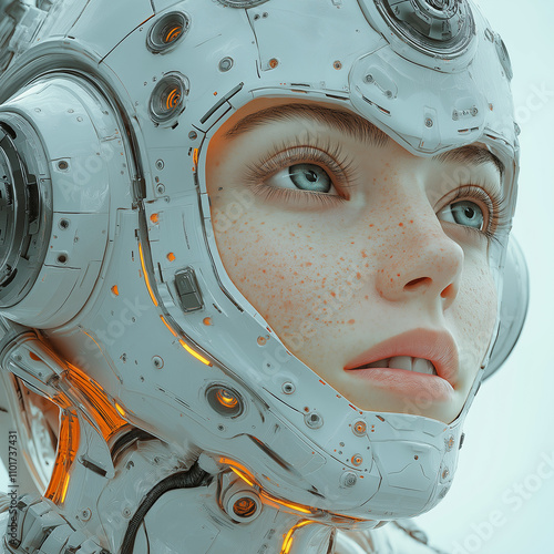 robot woman illustration created with AI photo