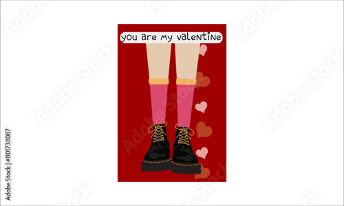 You are my Valentine Happy Valentine's Day greeting, heart illustration png