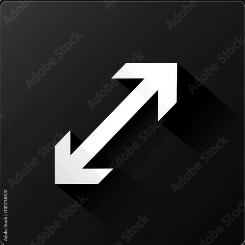 Stylized diagonal arrows indicating resize options on a sleek dark background.