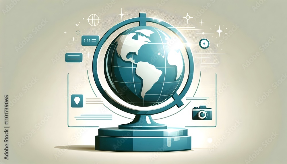 Flat Glossy Globe Vector Illustration for ESG Business with Side Angle Copy Space for Global Collaboration Flat Glossy Globe Vector Illustration for ESG Business with Side Angle Copy Space for Global Collaboration