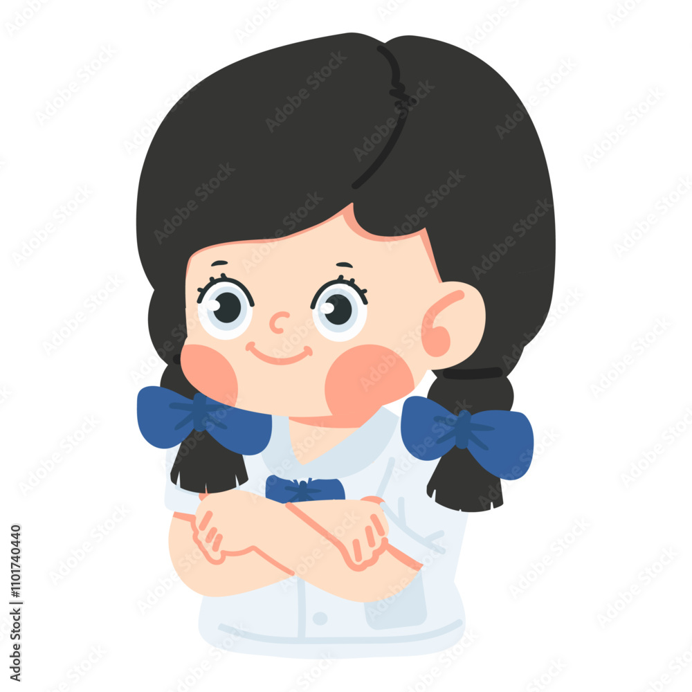 Kid girl student is crossing her arms Kid girl student is crossing her arms