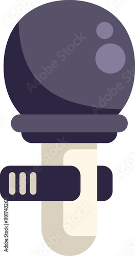 Simple vector illustration of a modern microphone with a mute button, isolated on a white background