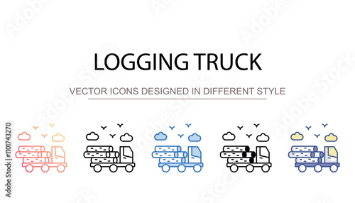 Logging Truck icon design with white background stock illustration