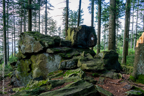 Hiking on the Hadriwa High Path in the Bavarian Forests Germany. photo