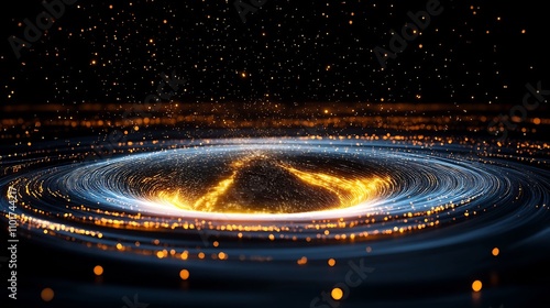 Mesmerizing Digital Vortex with Glowing Light Trails and Cosmic Particles