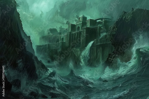 Stormy Seas Surround an Ancient Citadel