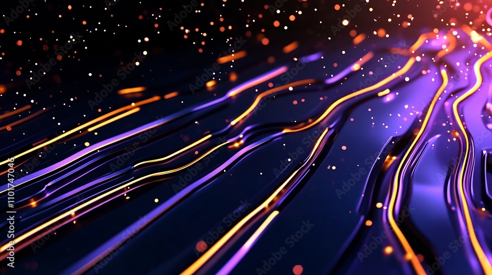 Glowing Digital Data Streams Representing Futuristic Technology on Dark Background