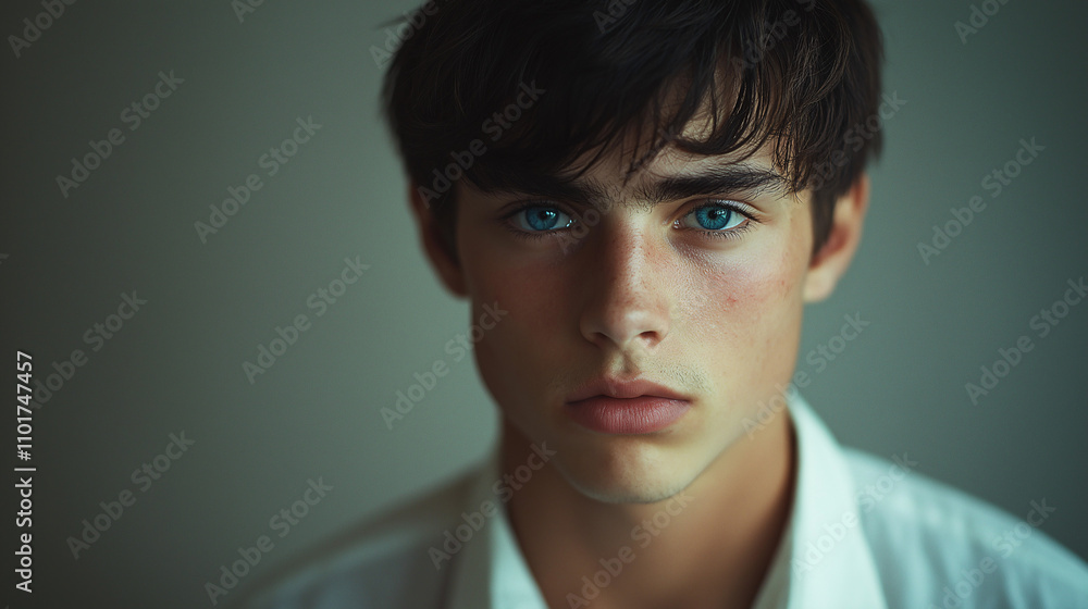 Youthful portrait indoor studio photography neutral background close-up human emotion Youthful portrait indoor studio photography neutral background close-up human emotion