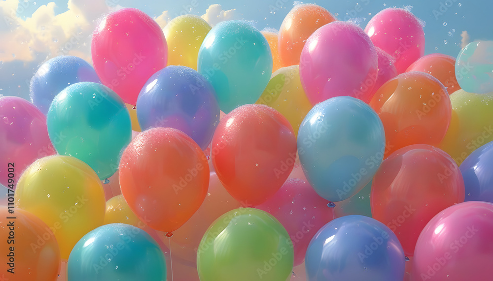 Colorful Balloons Against a Blue Sky Colorful Balloons Against a Blue Sky