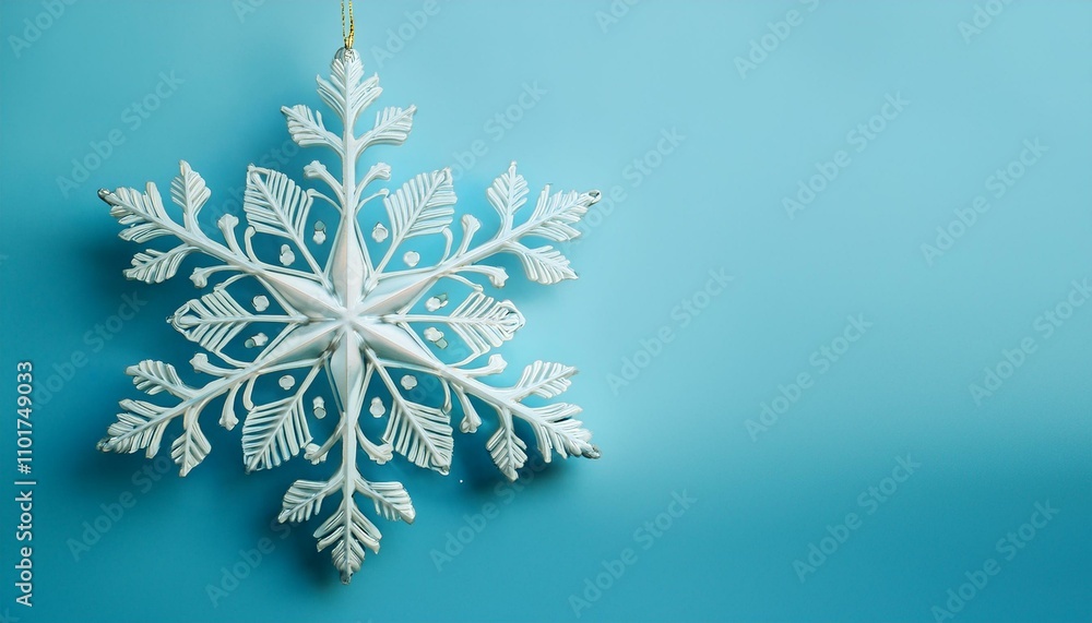 穏やかなクリスマス、雪の結晶オーナメントが際立つ静かな装飾
