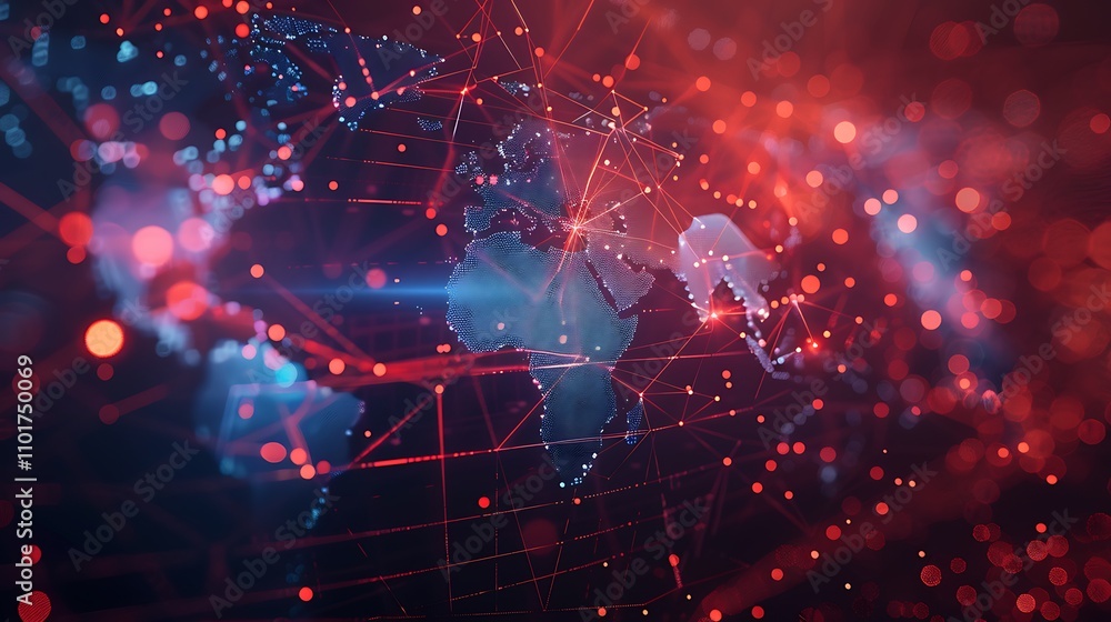 A digital representation of a global network, highlighting connections and data flow across a stylized world map. A digital representation of a global network, highlighting connections and data flow across a stylized world map.