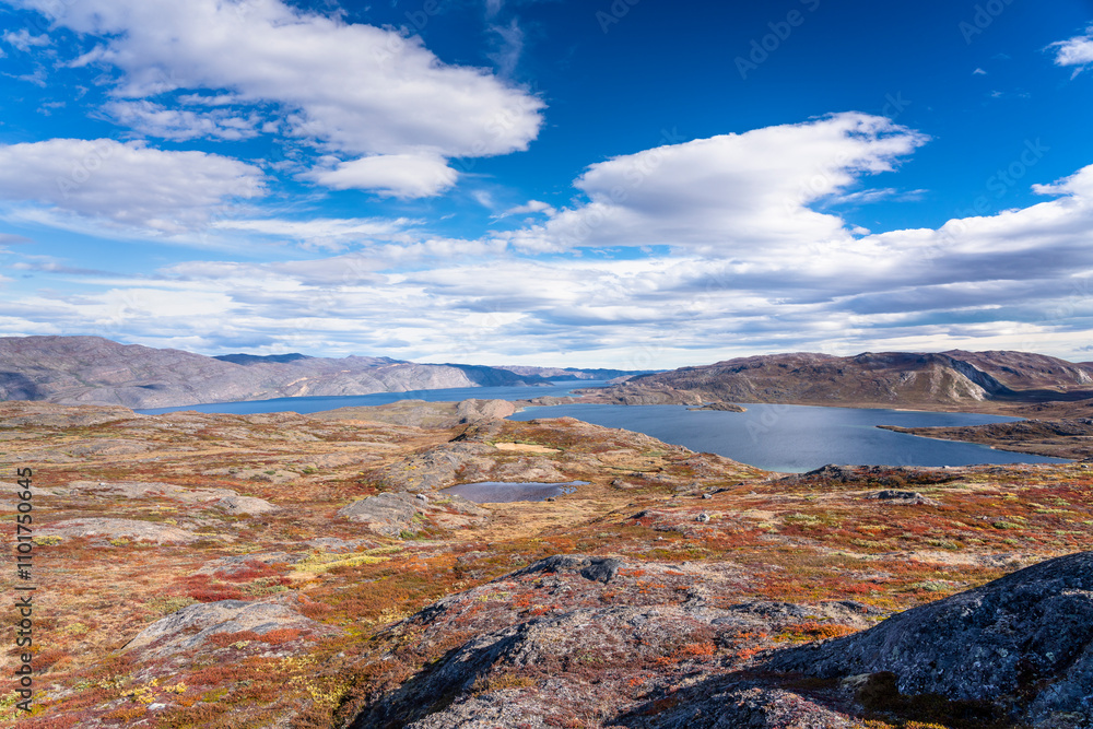 Hills and mountains on the Arctic Circle Trail which links Kangerlussuaq and Sisimiut, Greenland Hills and mountains on the Arctic Circle Trail which links Kangerlussuaq and Sisimiut, Greenland
