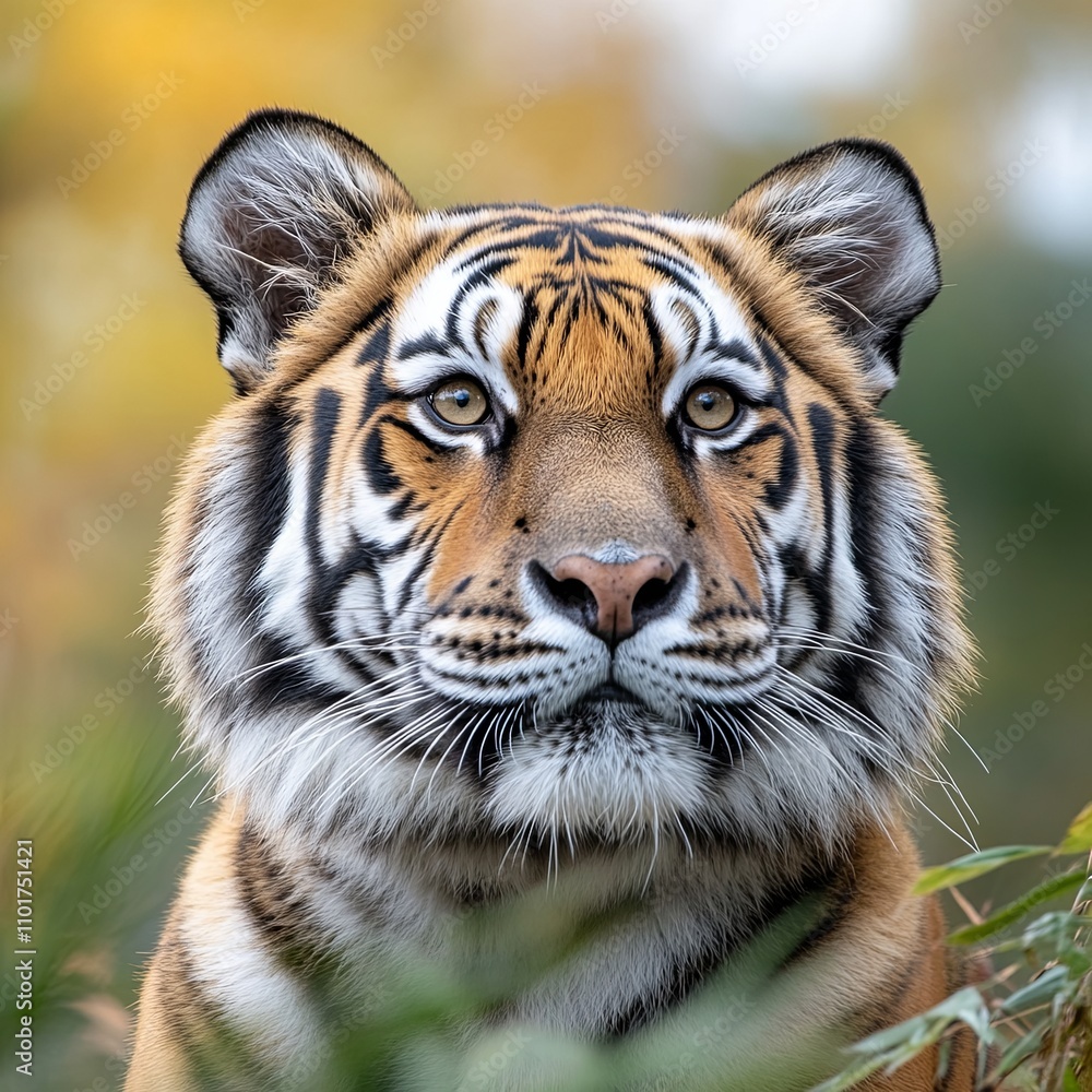 Fototapeta premium Close up view portrait of a Siberian tiger (Panthera tigris altaica)