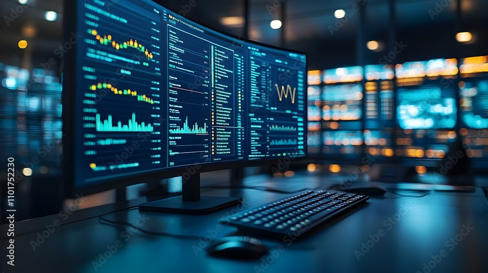 Cloud Services Specialist Monitoring Cloud Performance Metrics with Bokeh Digital Art Background