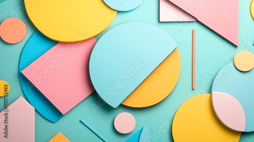 Colorful Overlapping Geometric Shapes in Pastel Tones for Creative Design Projects