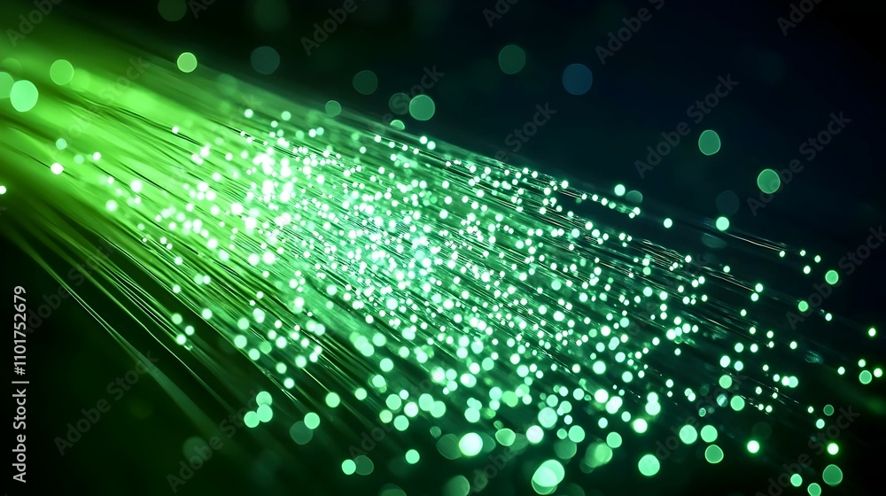Vibrant Macro Shot of Fiber Optic Cables Transmitting Data Signals with Copy Space Vibrant Macro Shot of Fiber Optic Cables Transmitting Data Signals with Copy Space