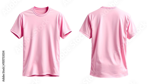 Baby pink t shirt front and back on transparent background