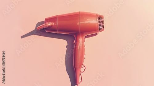 A modern hair dryer in a soft pink hue, designed for styling and drying hair efficiently.